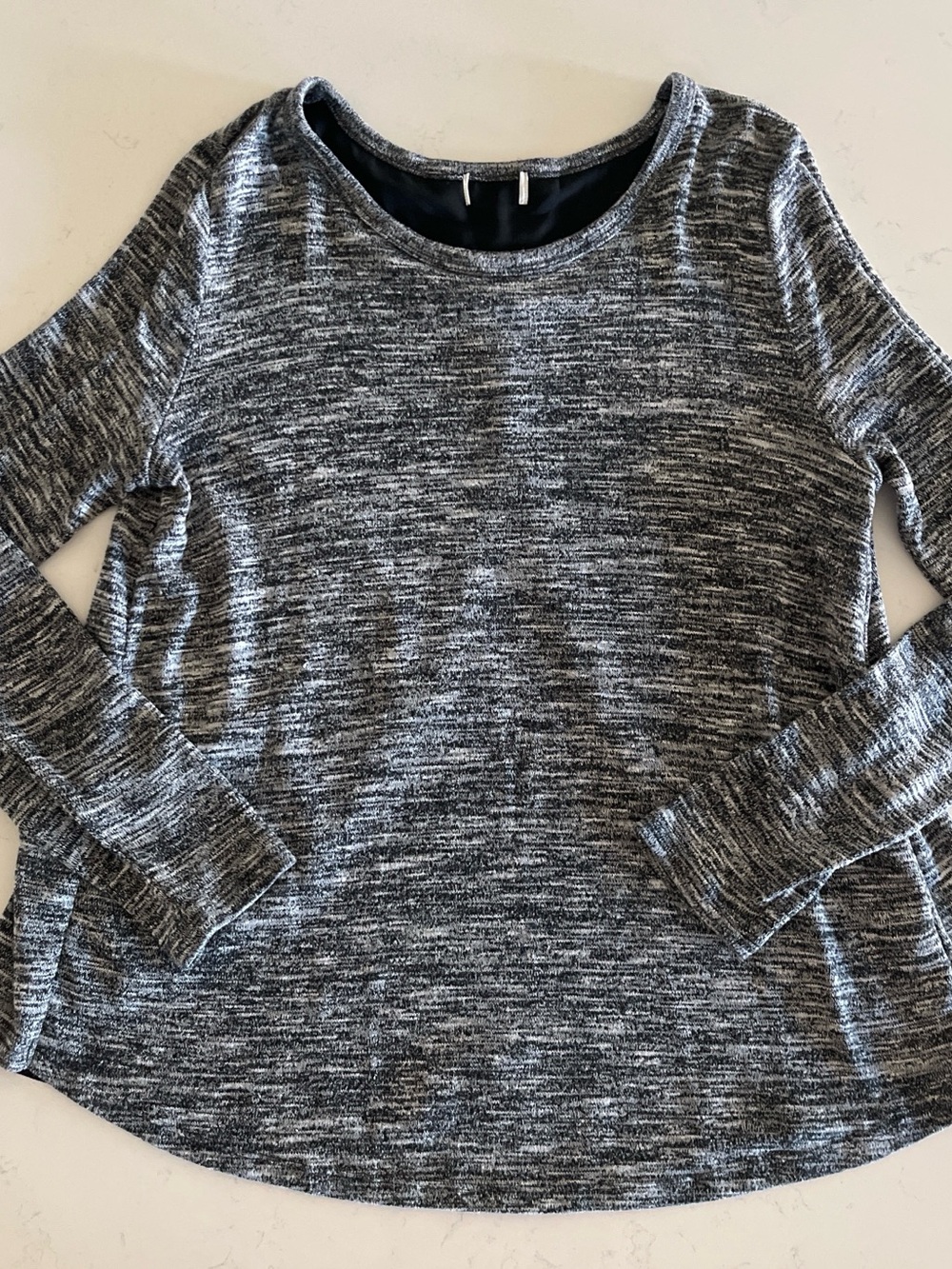 Gray Woven Flowy Tulip Long Sleeve Top